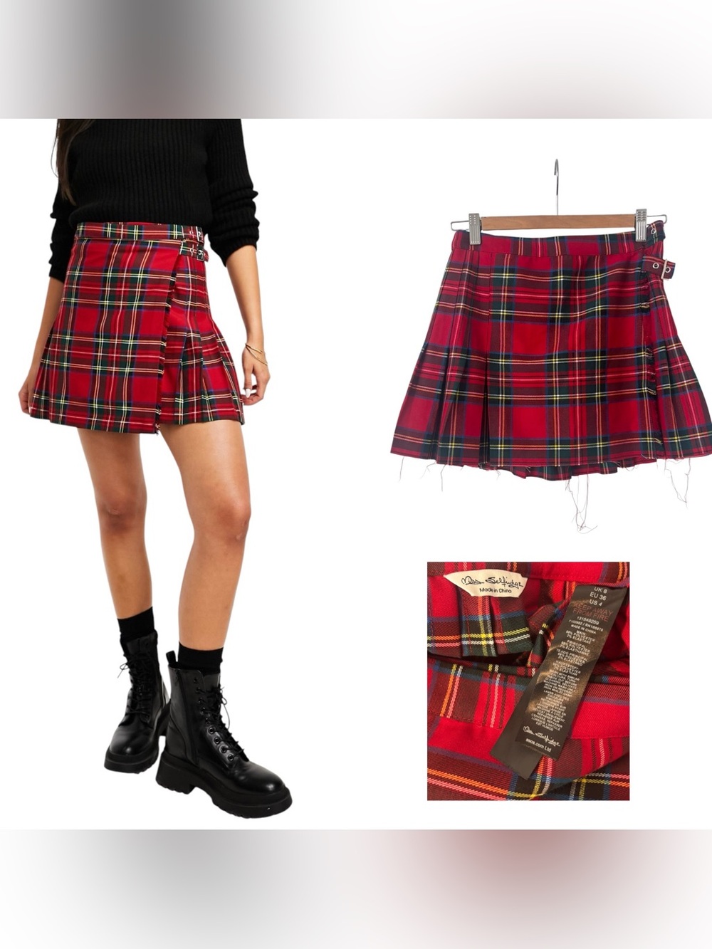 Miss Selfridge Cut Hem Tartain Skirt